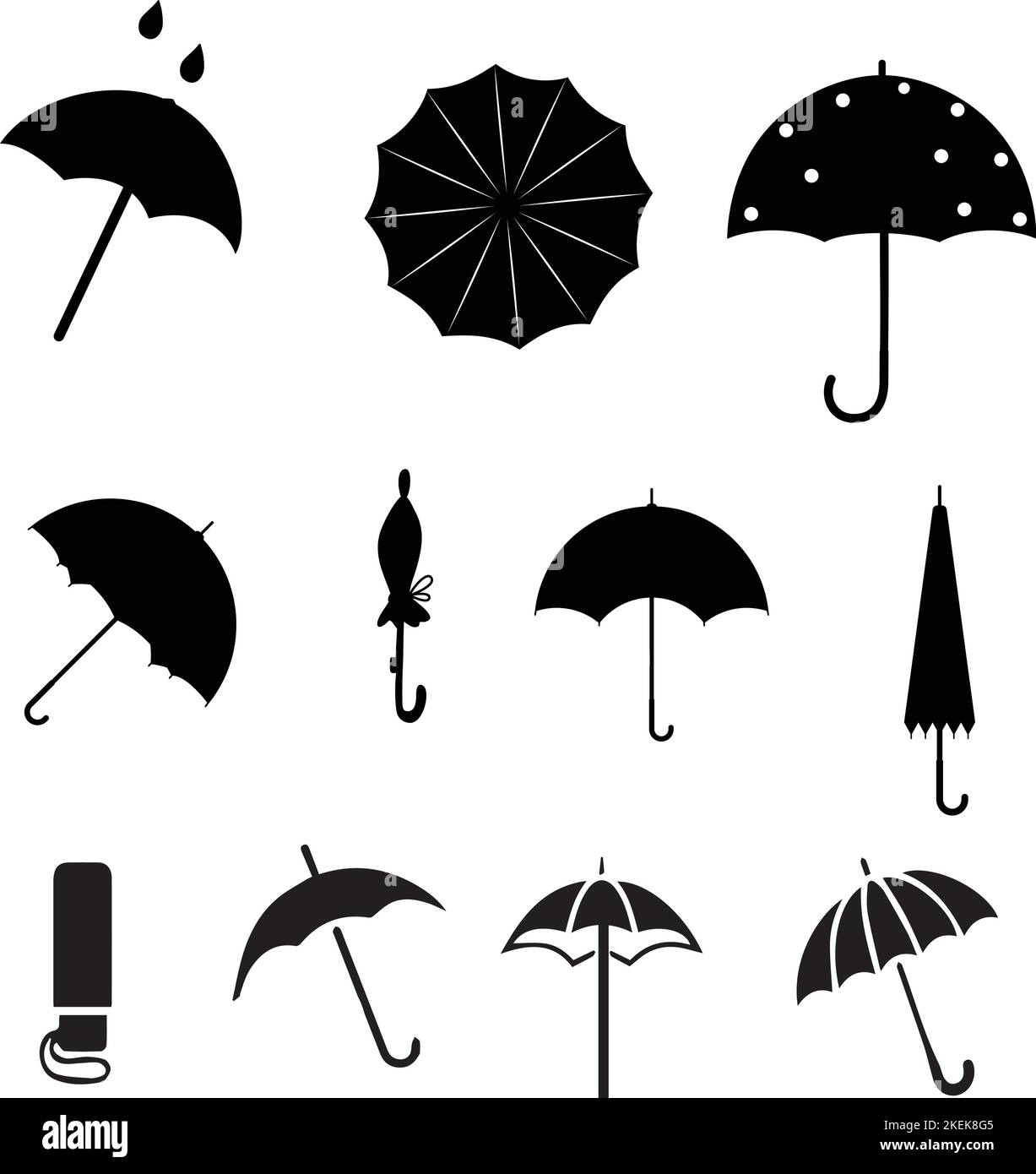 Illustration vectorielle du symbole de parapluie noir de différentes formes  sur fond blanc Image Vectorielle Stock - Alamy