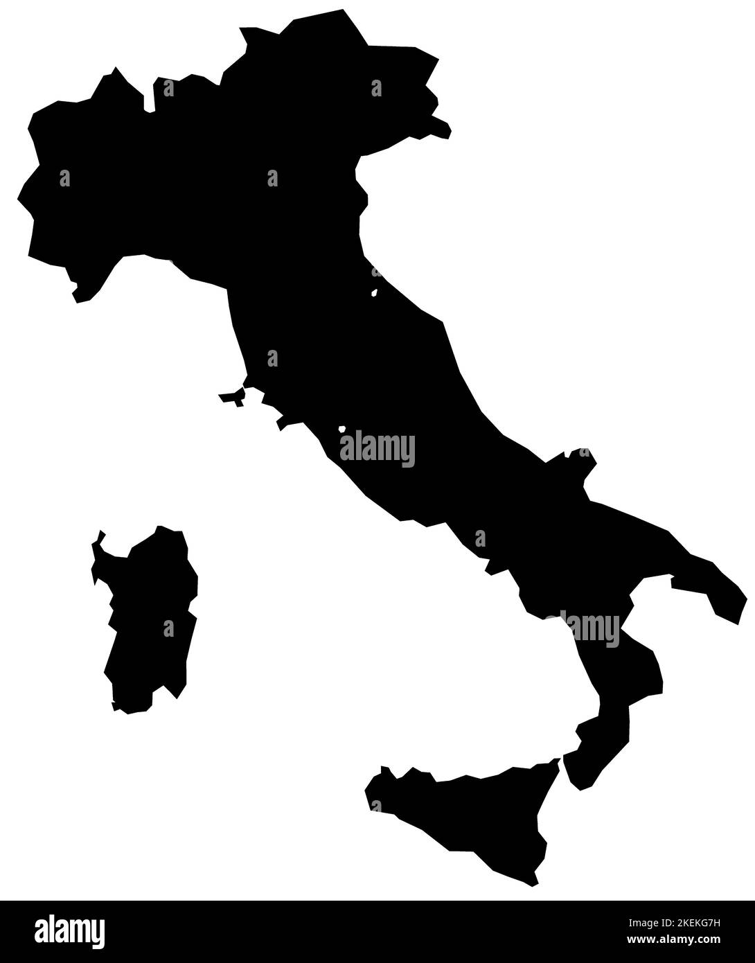 Carte de l'Italie remplie de couleur noire Banque D'Images