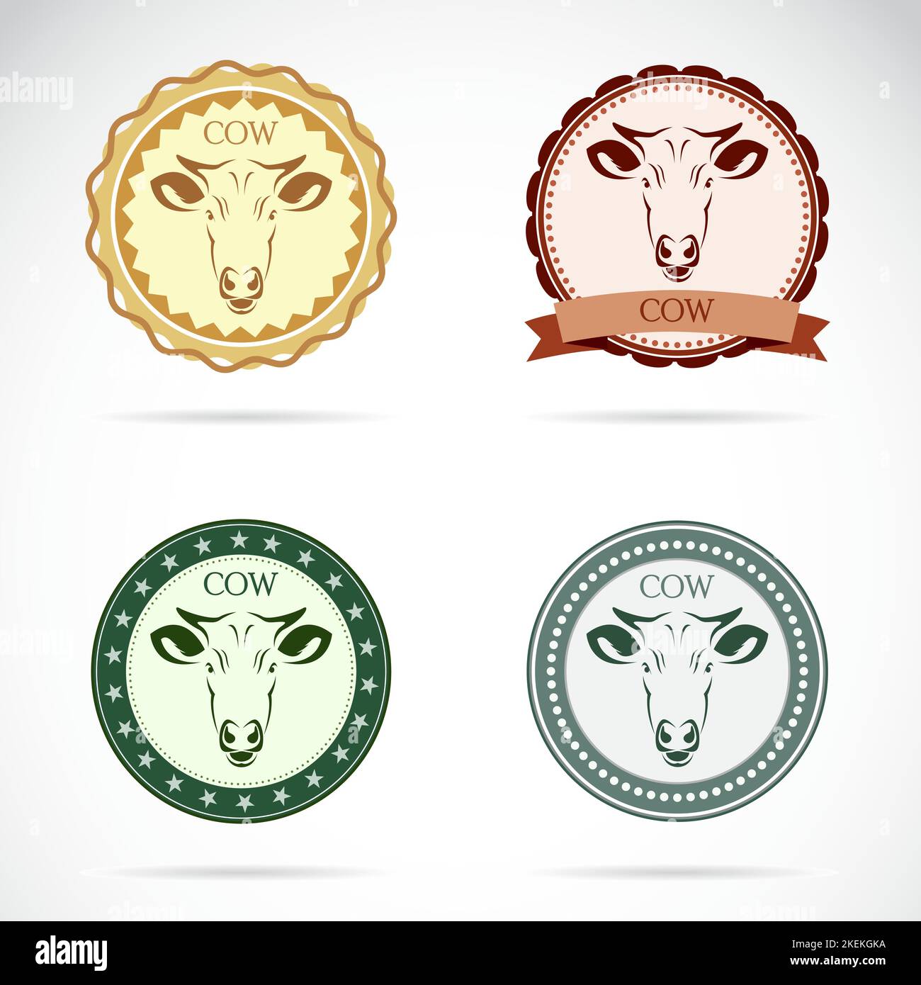 Ensemble d'étiquettes de vache vecteur sur fond blanc. Illustration vectorielle superposée facile à modifier. Animaux. Illustration de Vecteur