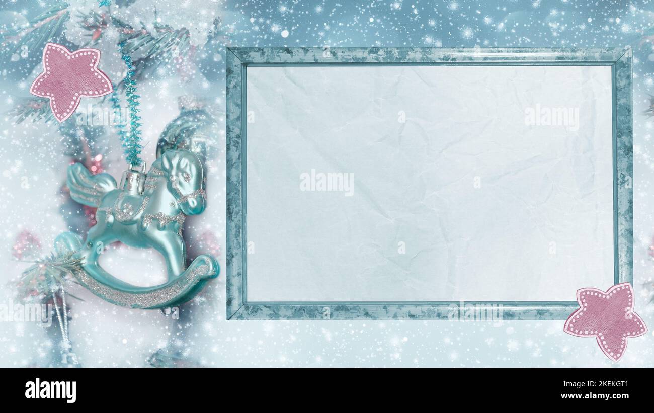 Une carte de Noël avec un bloc de texte vide. Mise au point sélective Banque D'Images