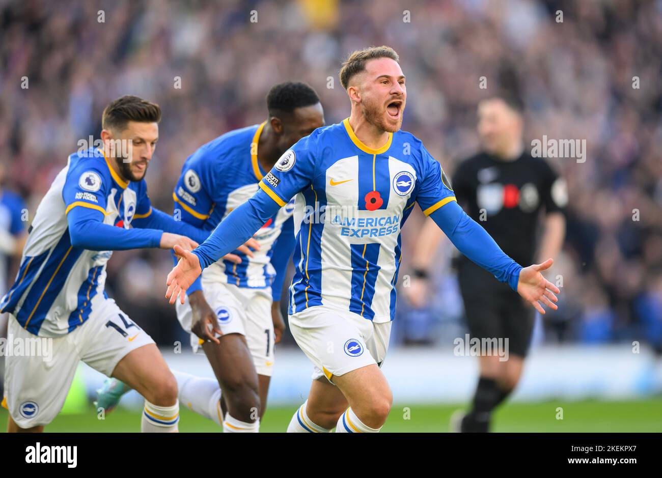 Wolverhampton, Royaume-Uni. 13th novembre 2022. 13 novembre 2022 - Brighton et Hove Albion v Aston Villa - Premier League - American Express Community Stadium Alexis Mac Allister de Brighton célèbre son but contre Aston Villa crédit photo: Mark pain/Alamy Live News Banque D'Images Wolverhampton, Royaume-Uni. 13th novembre 2022. 13 novembre 2022 - Brighton et Hove Albion v Aston Villa - Premier League - American Express Community Stadium Alexis Mac Allister de Brighton célèbre son but contre Aston Villa crédit photo: Mark pain/Alamy Live News Banque D'Images