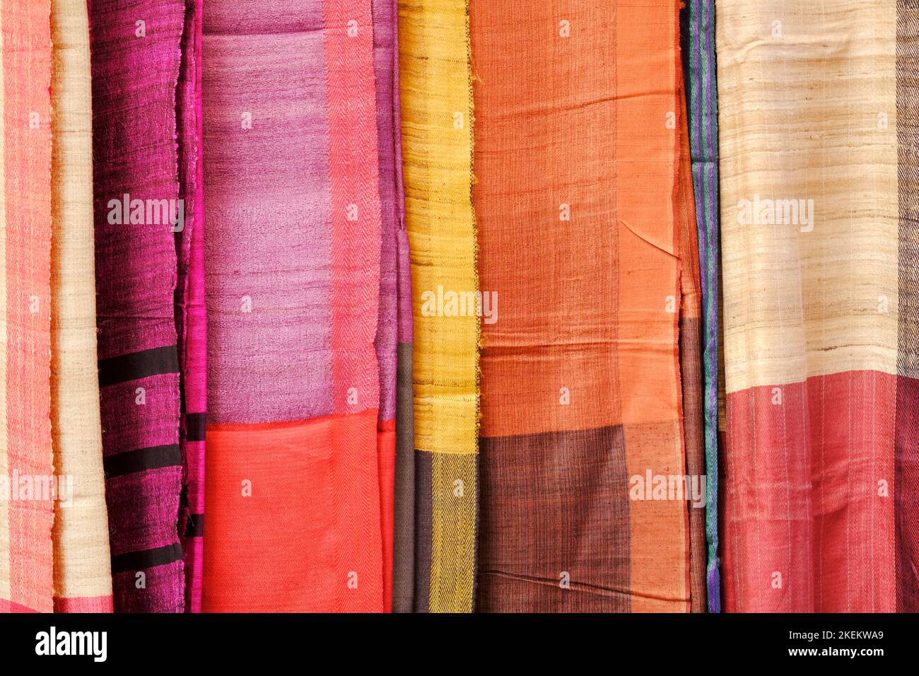 sari / saree en soie indienne artisanale avec des détails dorés, tenue de femme au festival, cérémonie et mariages, les sarees chères sont célèbres pour les dessins, le motif Banque D'Images