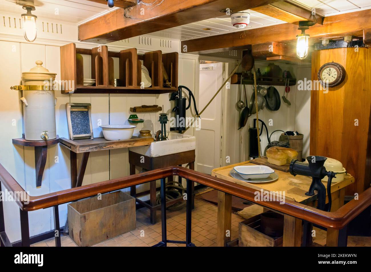 The Galley à bord du RRS Discovery, Discovery point, Dundee, Écosse, Royaume-Uni Banque D'Images