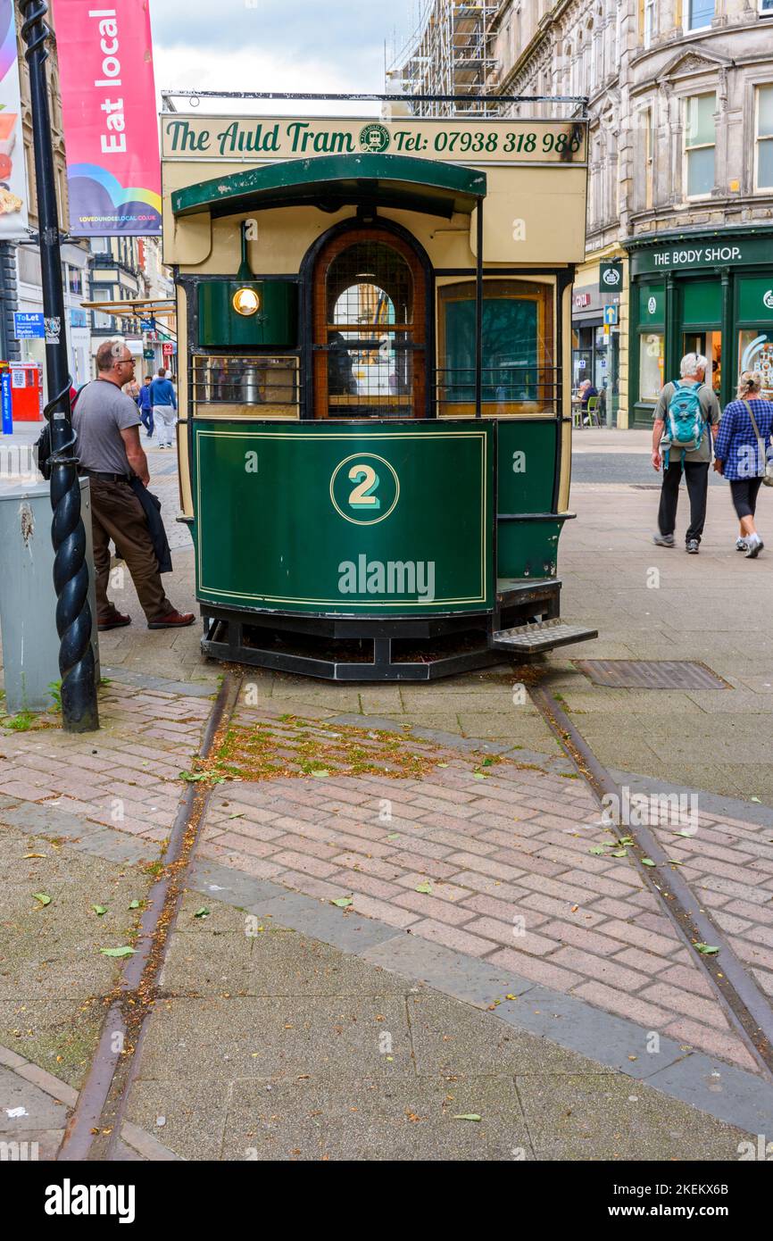 Le Auld Tram, à l'origine un tram tiré par des chevaux, maintenant un café et un bar sandwich. Commercial Street, Dundee, Écosse, Royaume-Uni Banque D'Images