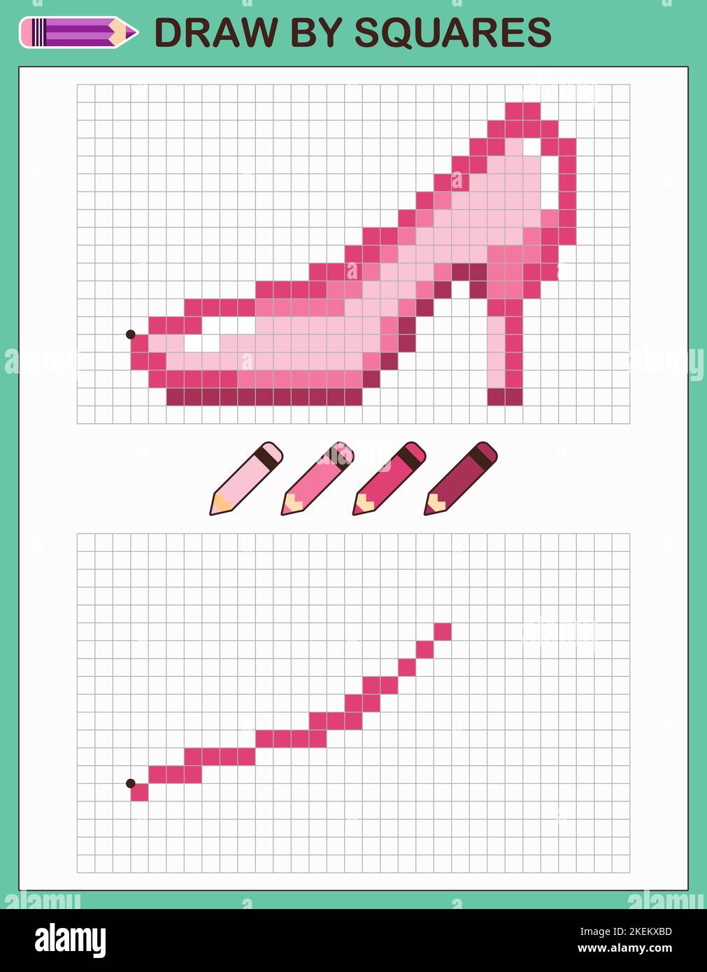 Dessinez la chaussure par des carrés. Copiez la photo. Jeu pour enfants. Illustration de Vecteur