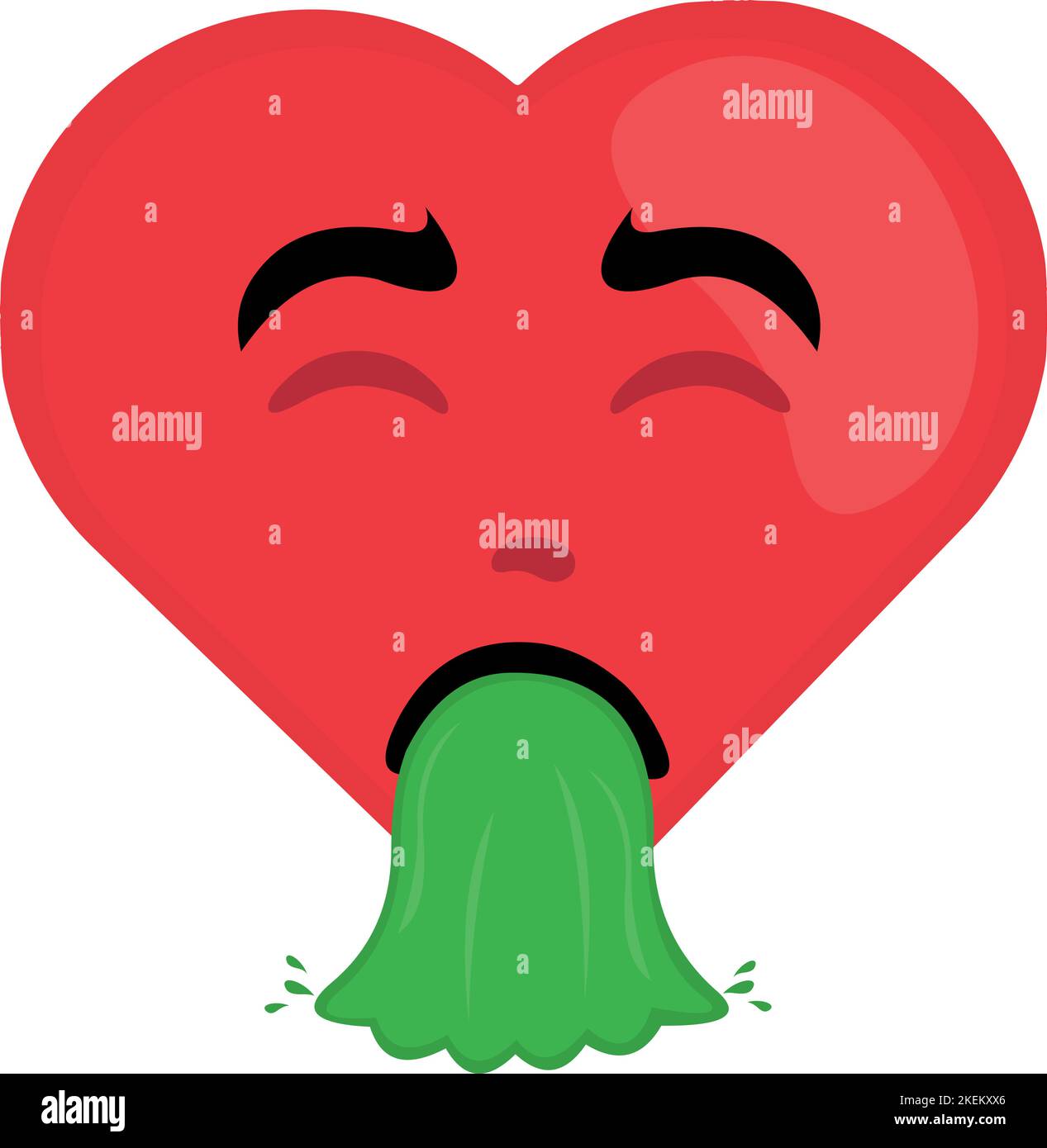 illustration vectorielle du personnage de dessin animé d'un coeur vomissant Illustration de Vecteur