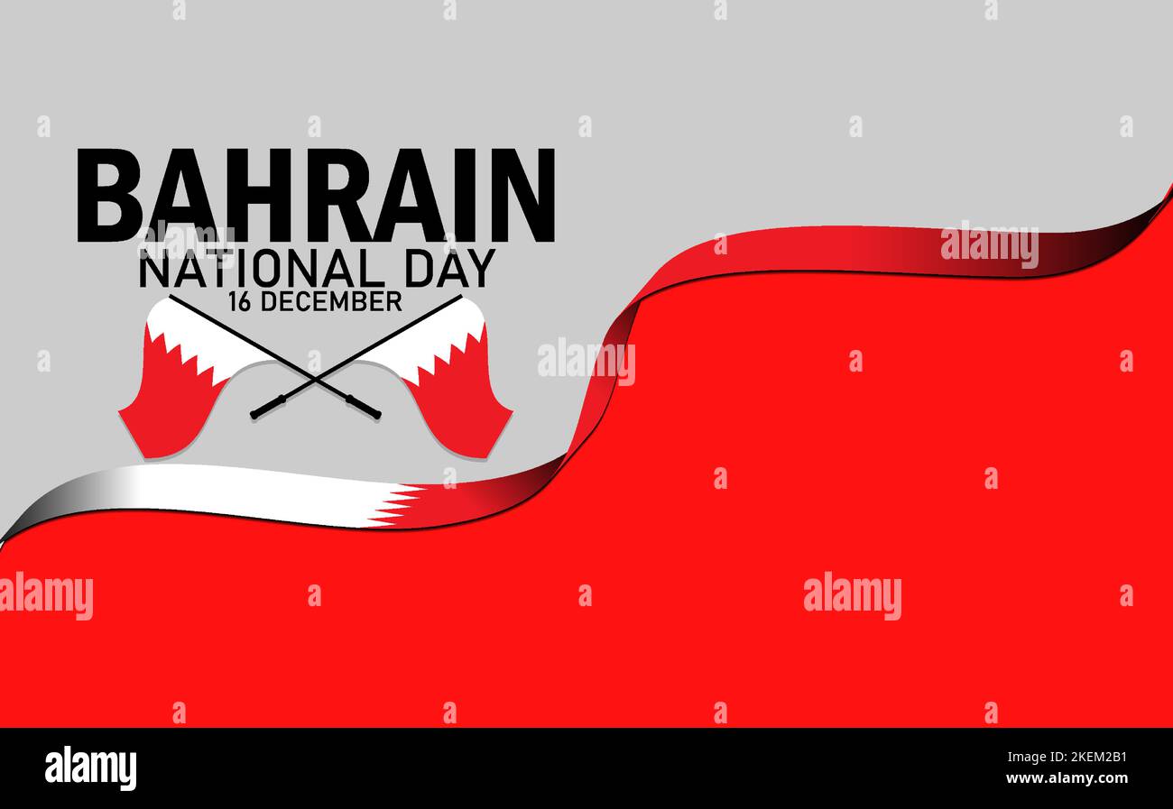 Carte de vœux pour la fête nationale de Bahreïn. Vecteur de jour national avec drapeau de Bahreïn, Journée nationale de Bahreïn Illustration de Vecteur