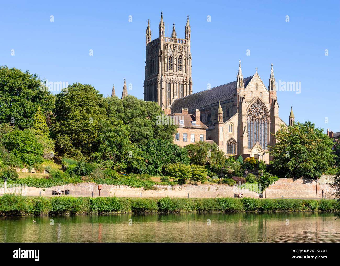 Worcester Cathedral River Severn Worcester Cathedral Worcester Worcester Worcestershire England UK GB Europe Banque D'Images