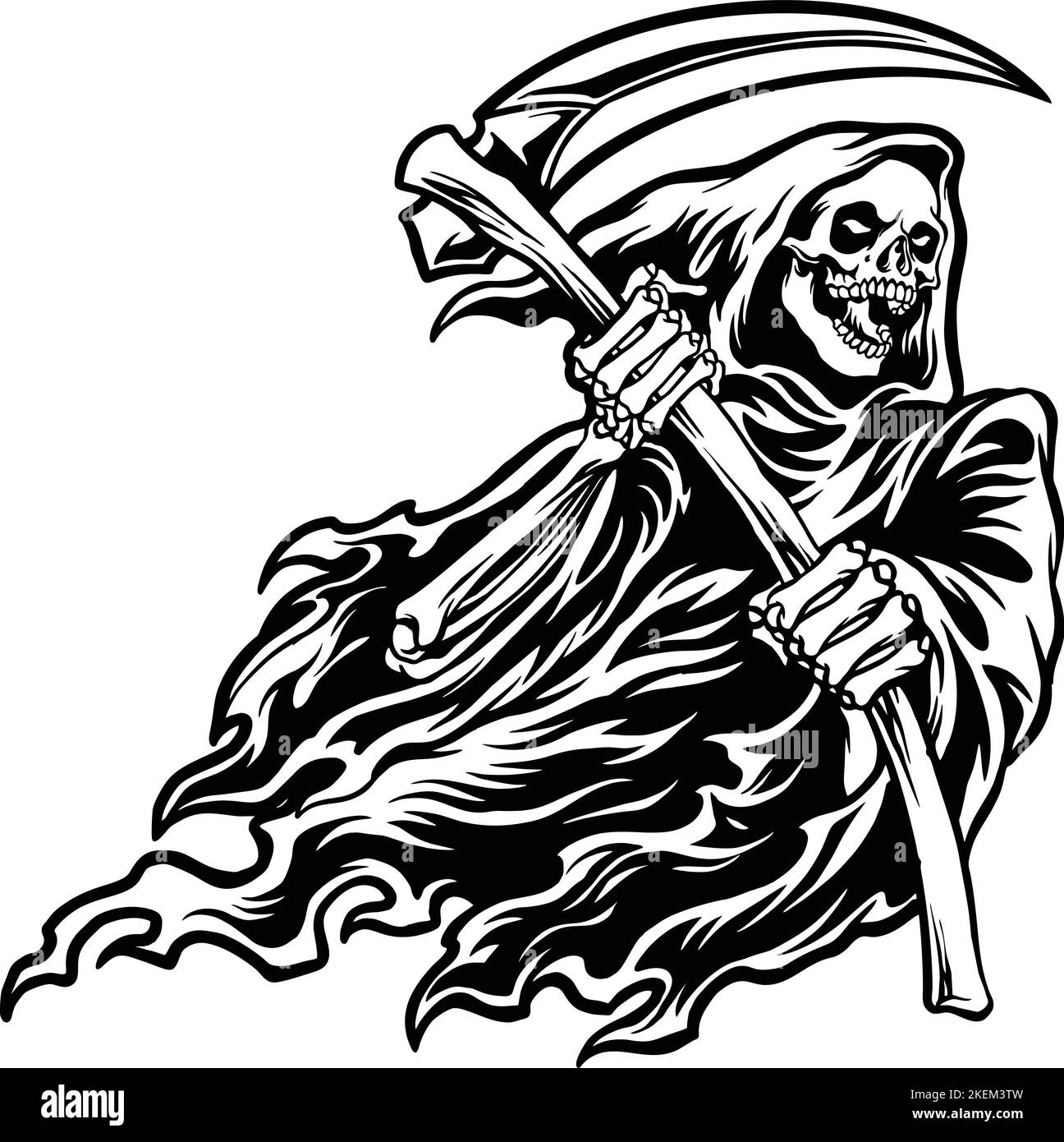 Silhouette Grim Reaper Horror Clipart illustrations vectorielles pour votre logo de travail, t-shirt de marchandise, autocollants et dessins d'étiquettes, affiche, cartes de vœux Illustration de Vecteur