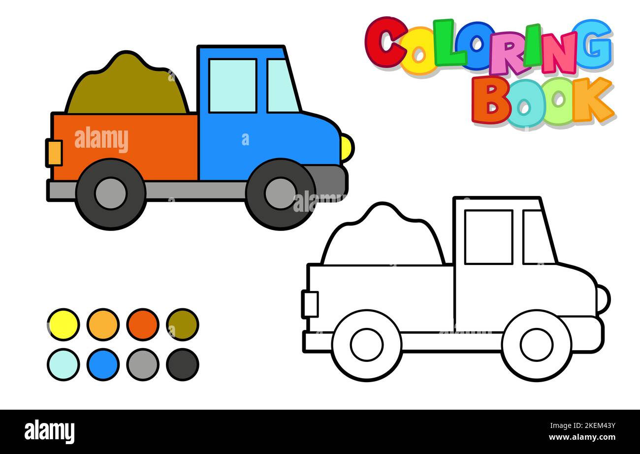 Illustration vectorielle d'un ramasseur, d'un camion. Livre de coloriage pour enfants Illustration de Vecteur