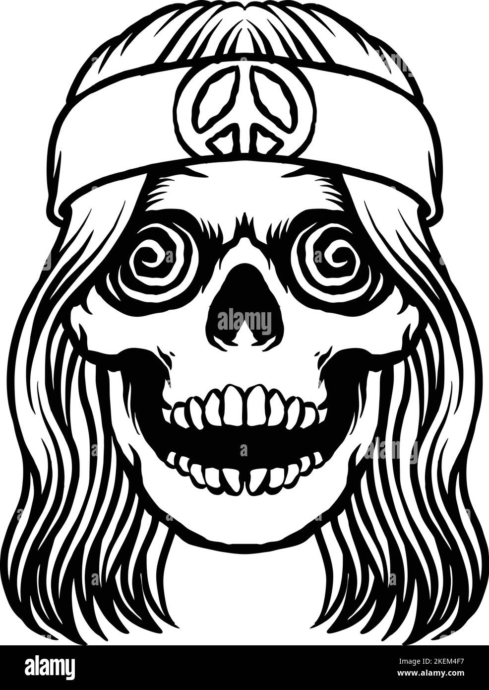 Illustrations vectorielles psychédéliques Skull Silhouette Clipart pour votre logo de travail, t-shirt de marchandise, autocollants et dessins d'étiquettes, affiche, cartes de vœux Illustration de Vecteur