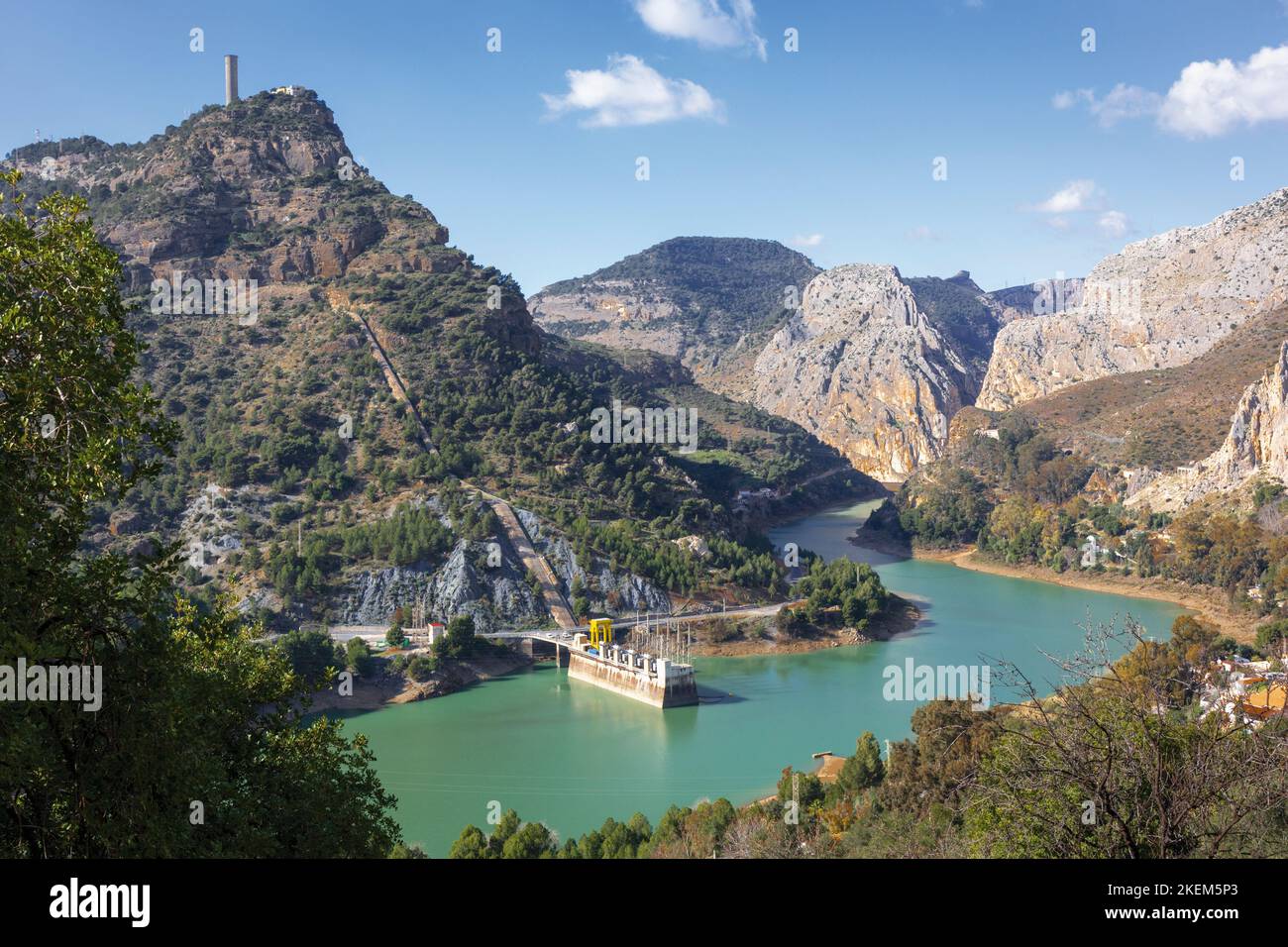 La centrale hydroélectrique de Tajo de la Encantada à El Chorro, province de Malaga, Andalousie, sud de l'Espagne. Tajo de la Encantada est connu comme un pur pompé Banque D'Images