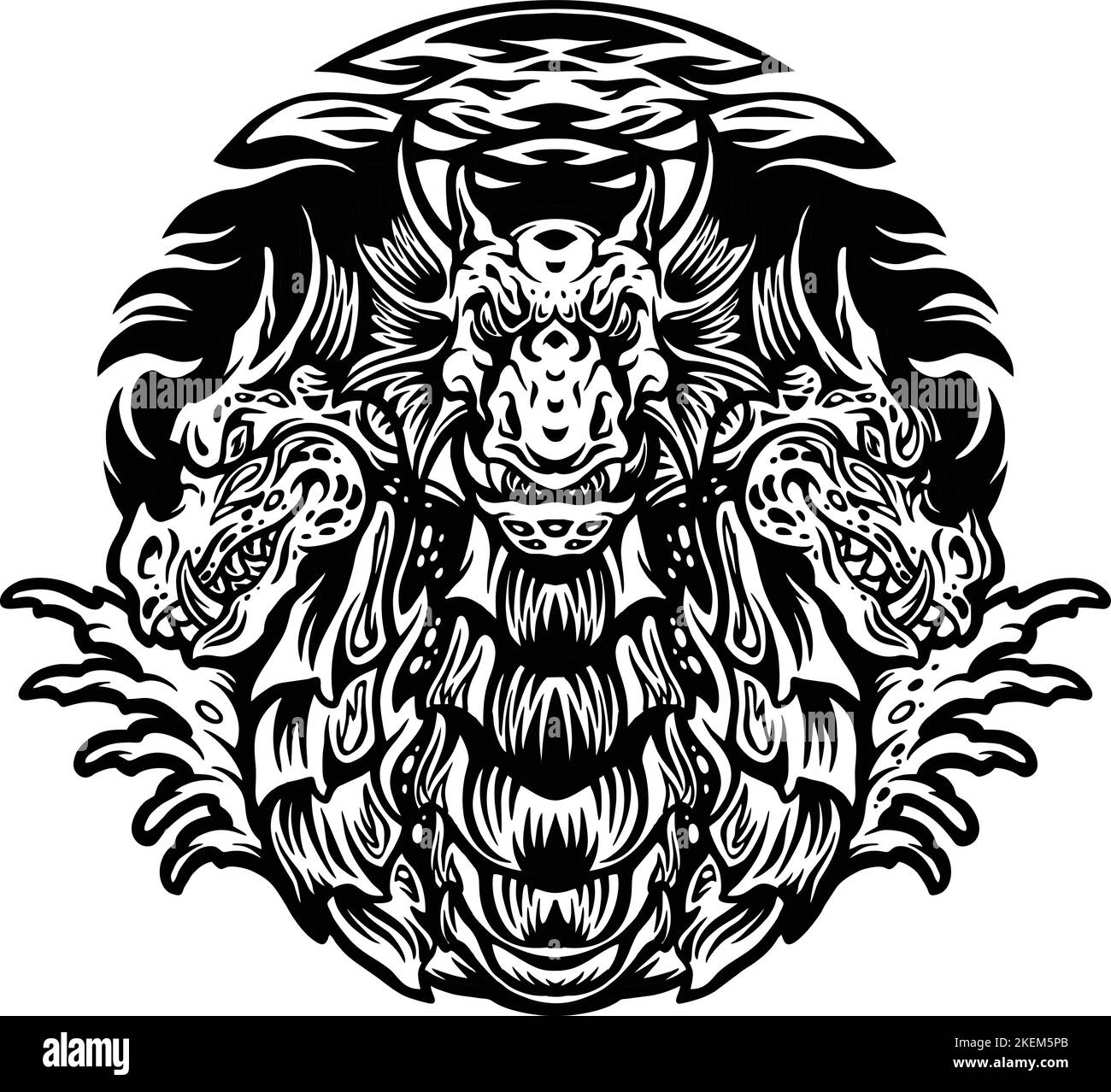 Silhouette Dragon Hydra personnage Mascot illustrations vectorielles pour votre logo de travail, t-shirt de marchandises, autocollants et étiquettes, poster Illustration de Vecteur