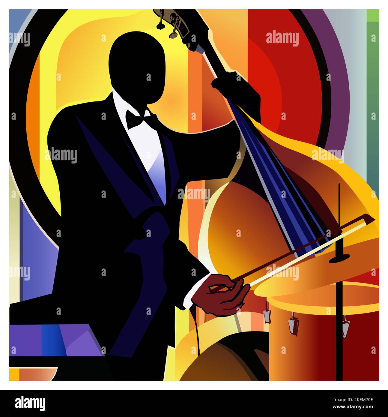 Lecteur de basses double. Jazz ou musicien classique. - illustration vectorielle Illustration de Vecteur