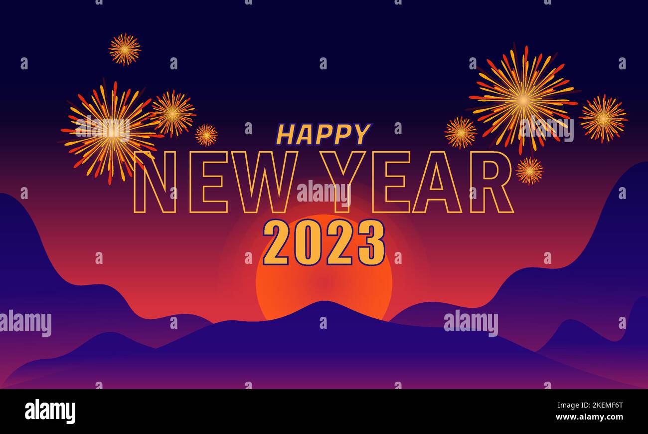 Bannière texte bonne année, illustration vectorielle et illustration. Peut être utilisé pour les pages d'arrivée, les modèles, le Web, les applications mobiles, les affiches, bannières, prospectus, rétrogro Illustration de Vecteur