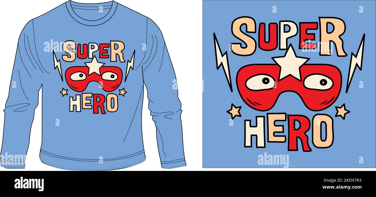 super HERO masque t shirt graphisme dessin vectoriel illustration fichier numérique sérigraphie, vêtements pour enfants, mode pour enfants, vecteur, art vectoriel, tees graphiques, coulis Illustration de Vecteur
