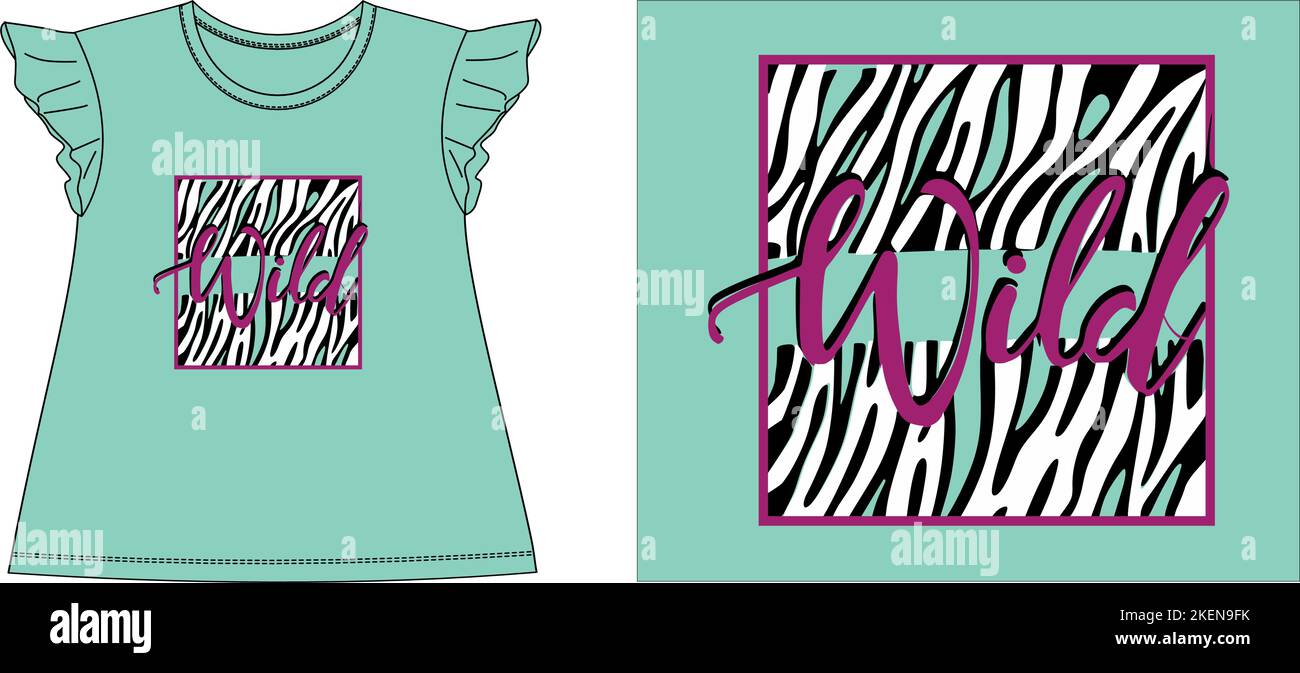 Wild zébra cadre t-shirt graphisme dessin vectoriel illustration fichier numérique tees, t-shirt graphique, t-shirt sérigraphie, vêtements pour enfants, mode pour enfants, vecto Illustration de Vecteur