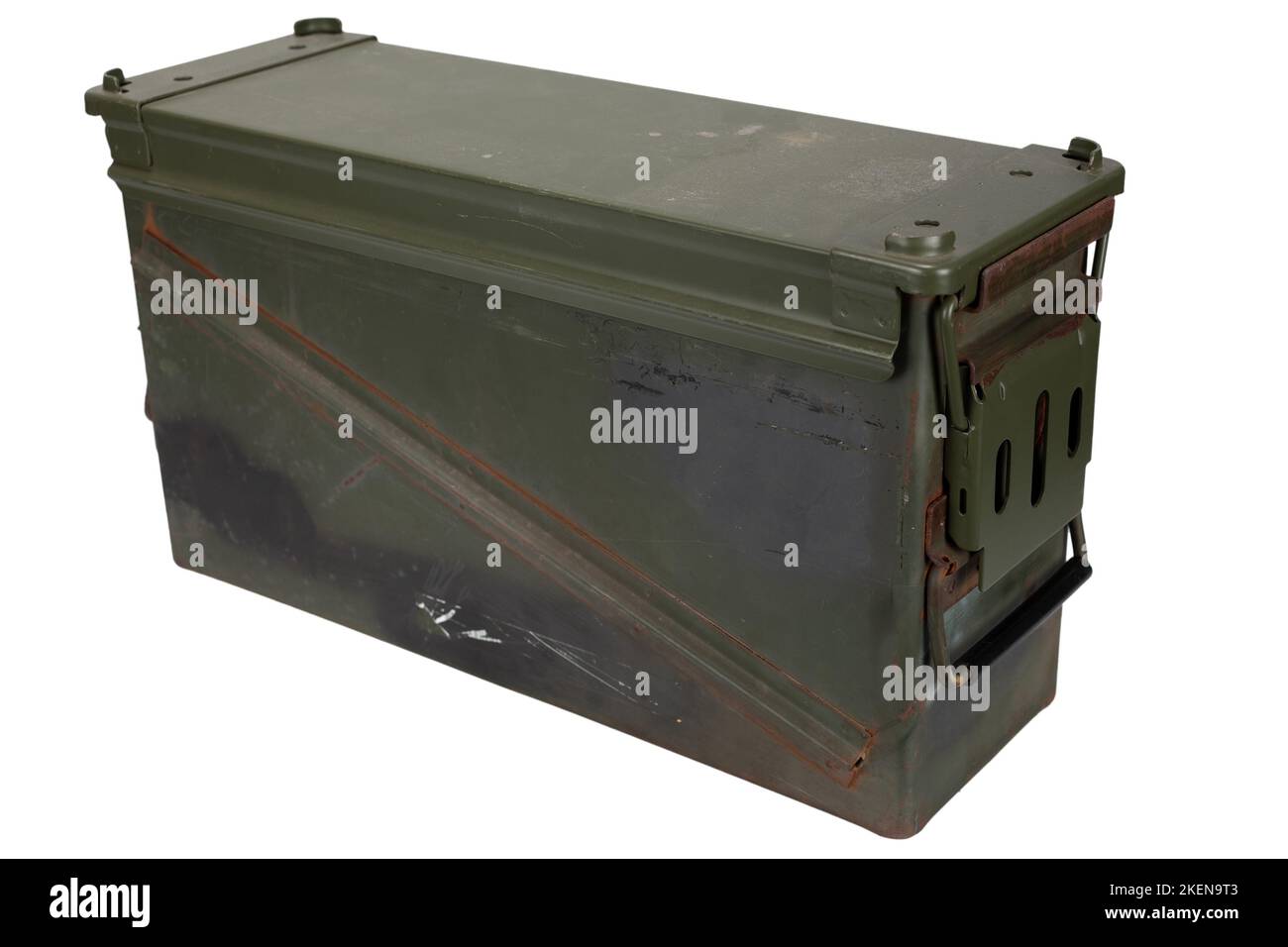 AMMO CAN pour 40mm grenades cartidge isolé sur fond blanc Banque D'Images