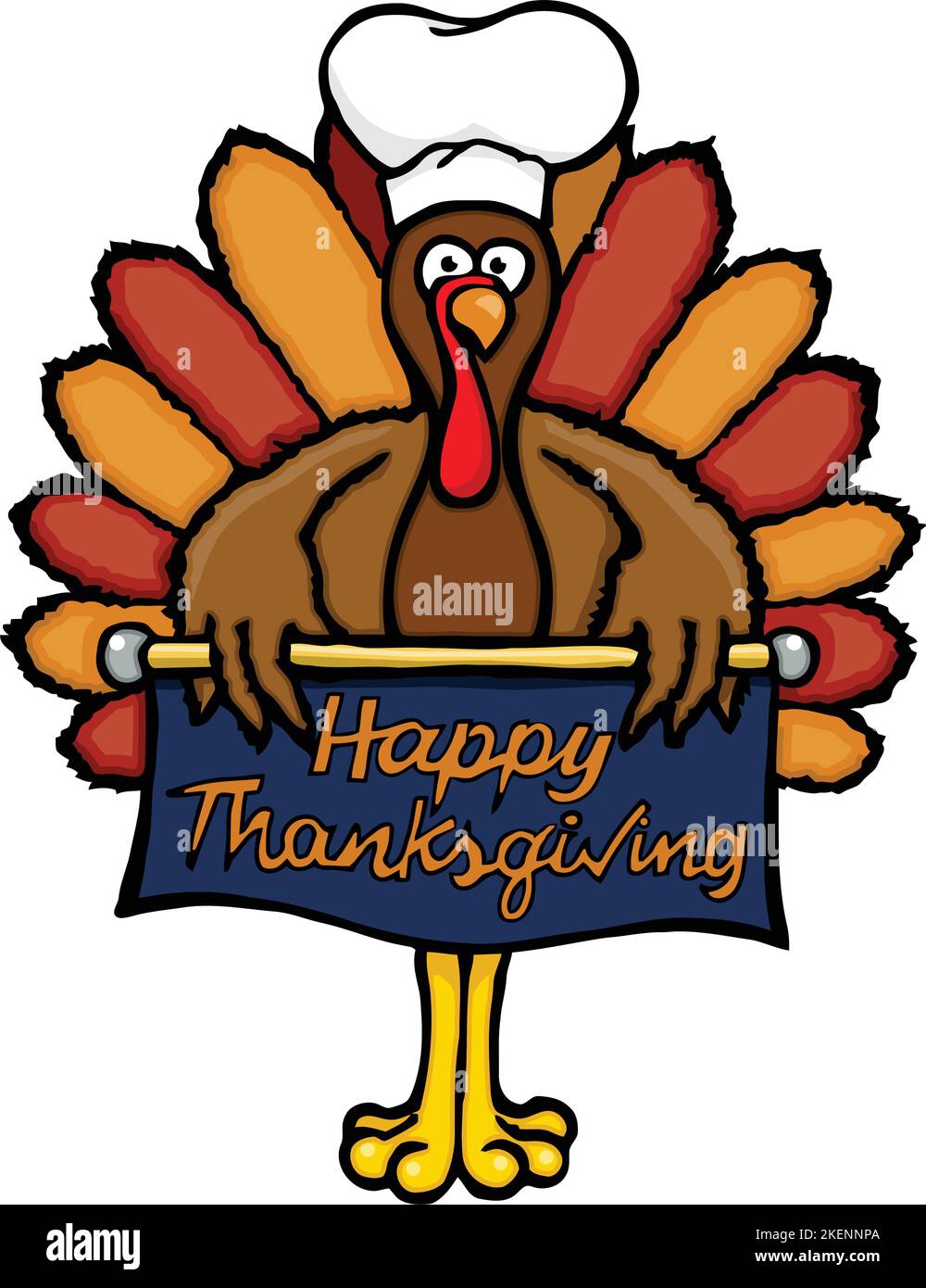 le chef de la dinde de thanksgiving tient une pancarte Illustration de Vecteur
