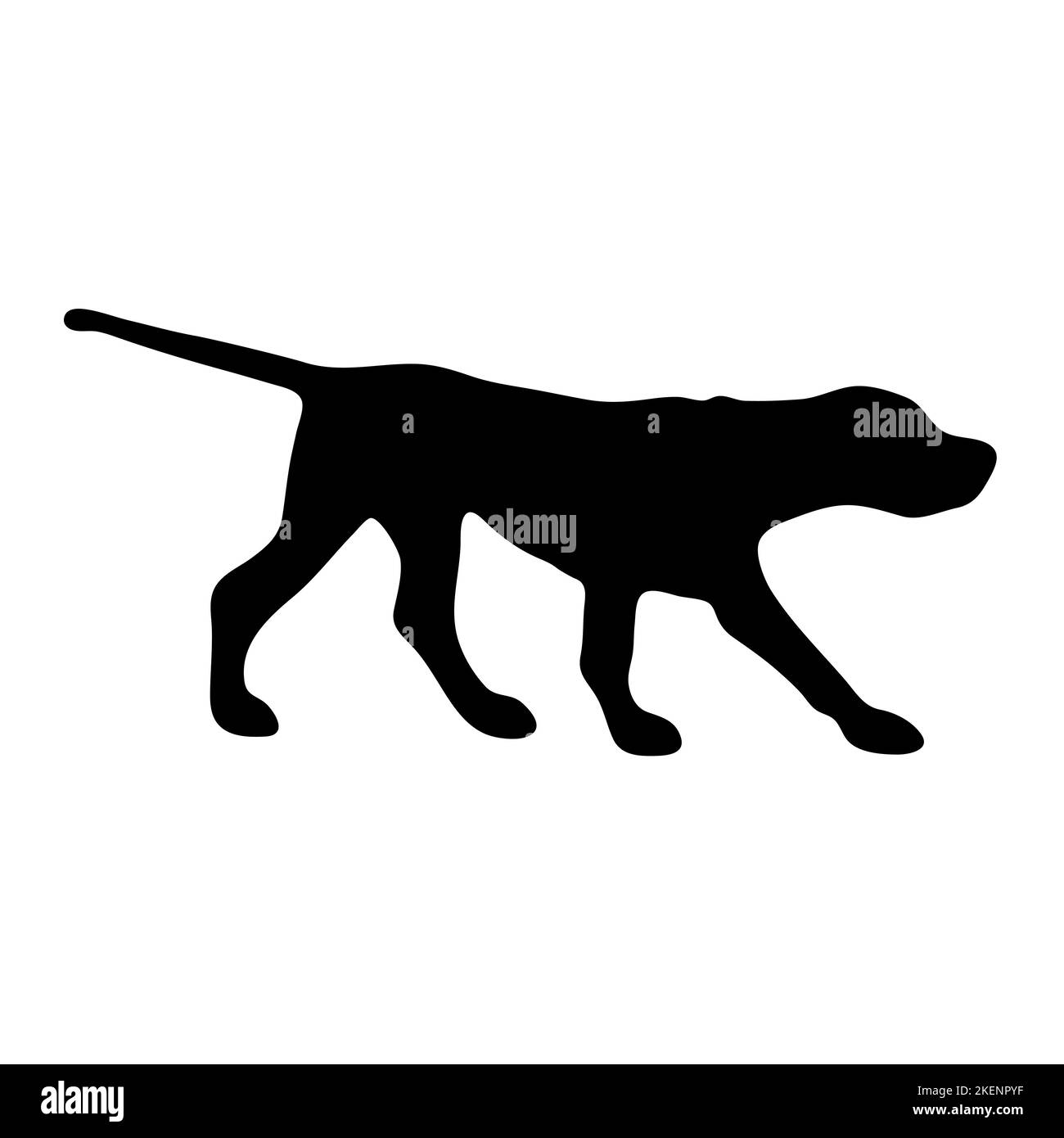 Chien de chasse. Silhouette noire d'un chien sur fond blanc. Illustration vectorielle Illustration de Vecteur
