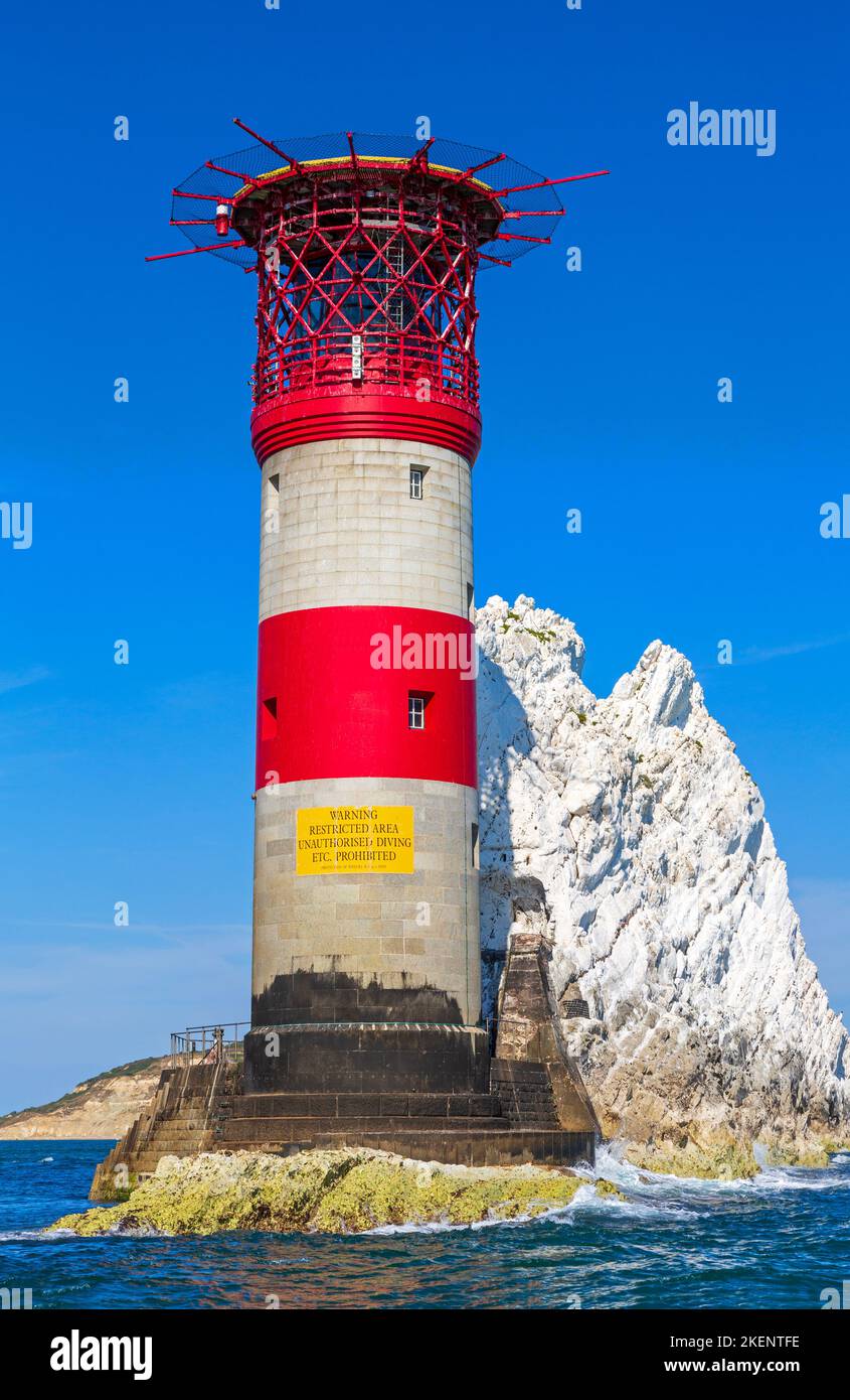 Needles Lighthouse, Isle of Wight, Hampshire, Angleterre, Royaume-Uni Banque D'Images