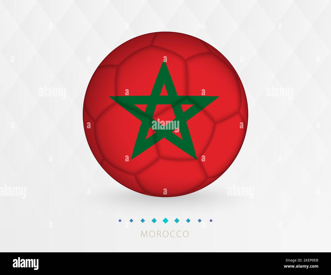 Ballon de football avec motif drapeau marocain, ballon de football avec drapeau de l'équipe nationale marocaine. Icône Vector sport. Illustration de Vecteur