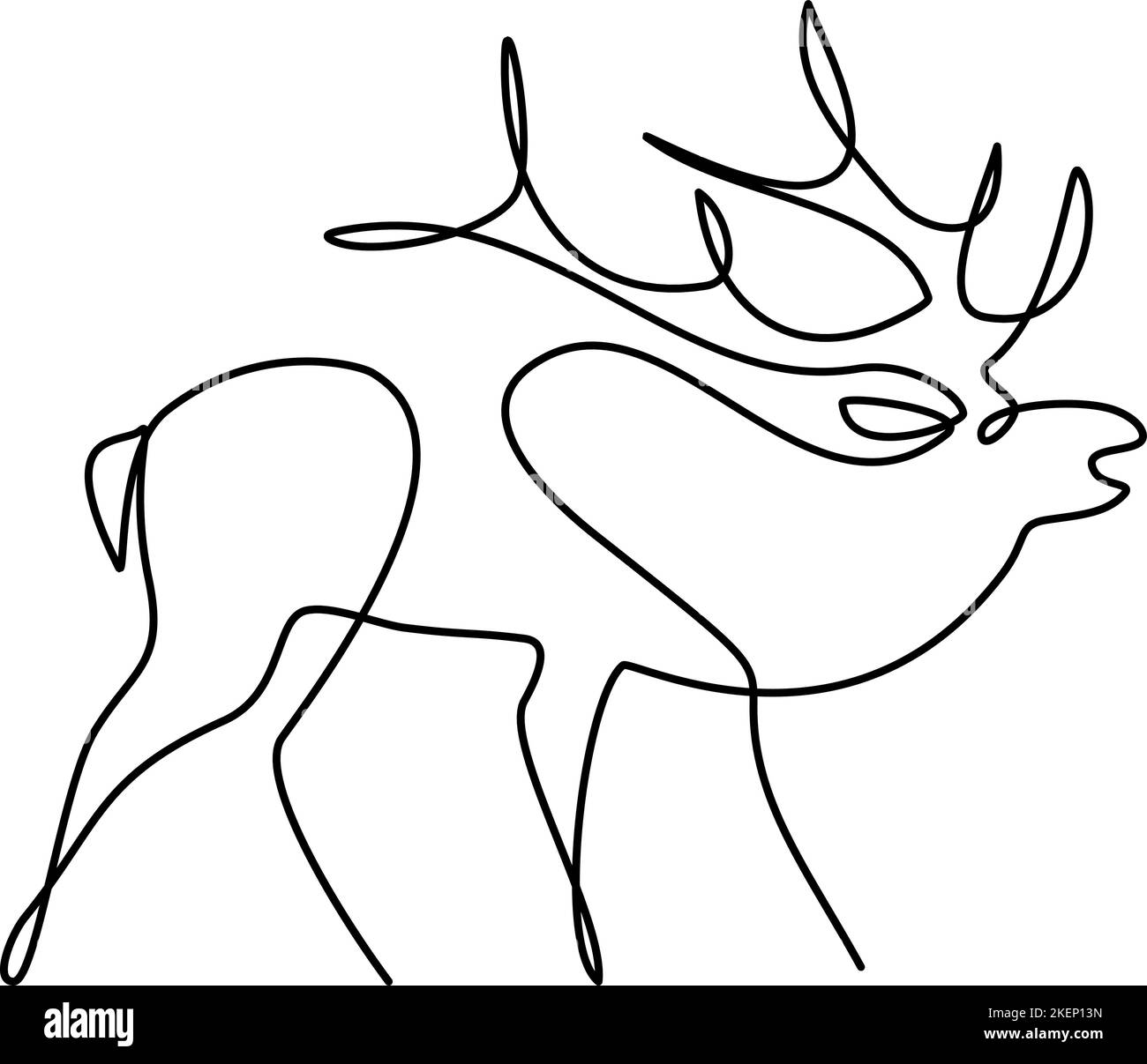 Logo silhouette de cerf de Noël ligne continue Illustration de Vecteur