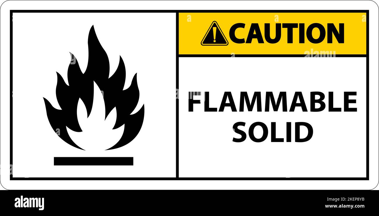 Attention signes dangereux inflammable solide sur fond blanc Illustration de Vecteur