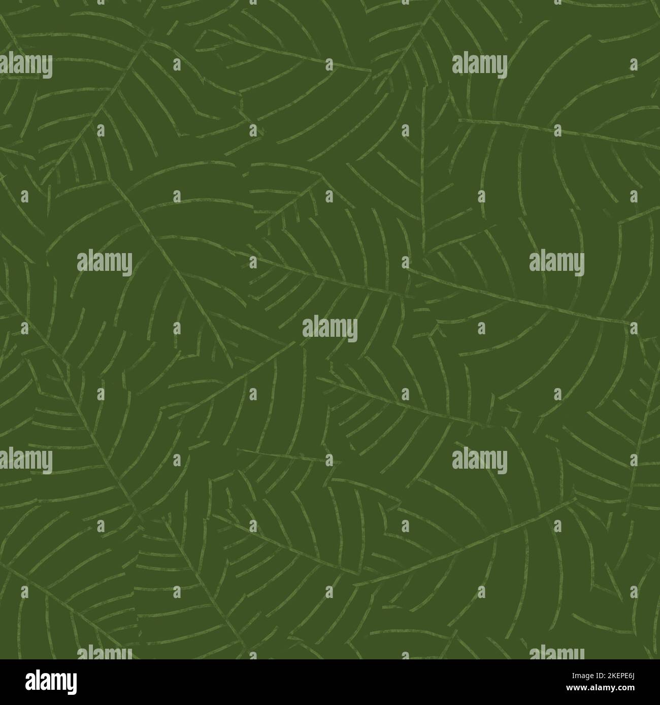 Motif sans couture avec feuilles vertes. Silhouettes à feuilles superposées. Design de surface avec motifs botaniques. Banque D'Images