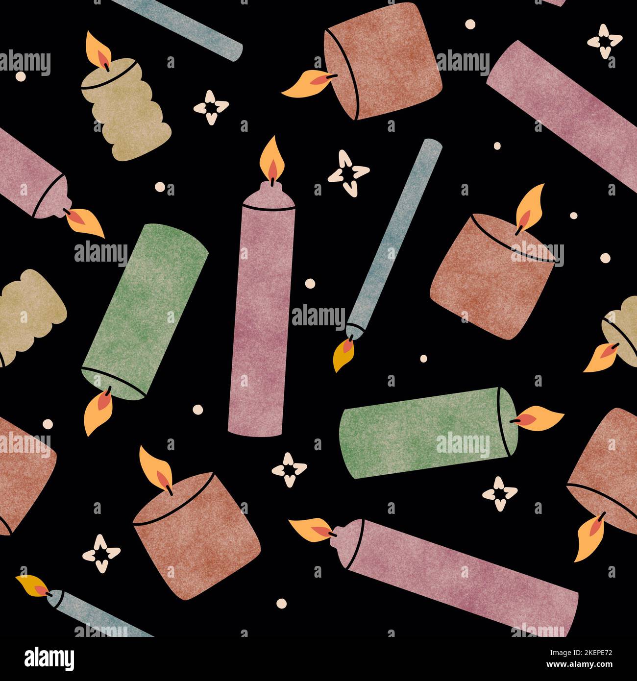 Bougies texturées colorées sur fond noir. Idéal pour le papier d'emballage sur le thème de l'aromathérapie, le fond d'écran pour le spa, le papier peint. Banque D'Images