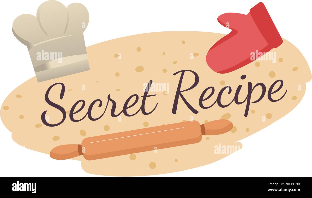 Recette secrète, produits de boulangerie pâte et broche Illustration de Vecteur