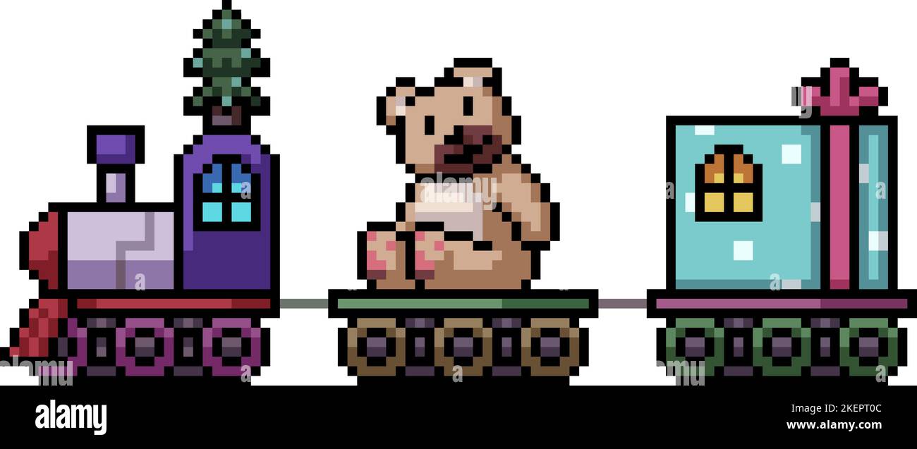 pixel art du train de parade de noël Illustration de Vecteur