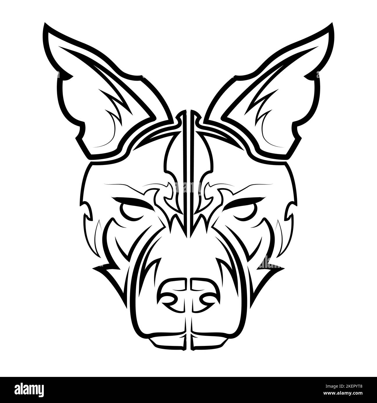 Art noir et blanc de la tête de loup. Bon usage pour symbole, mascotte, icône, avatar, tatouage, T-shirt, logo ou tout autre motif Illustration de Vecteur