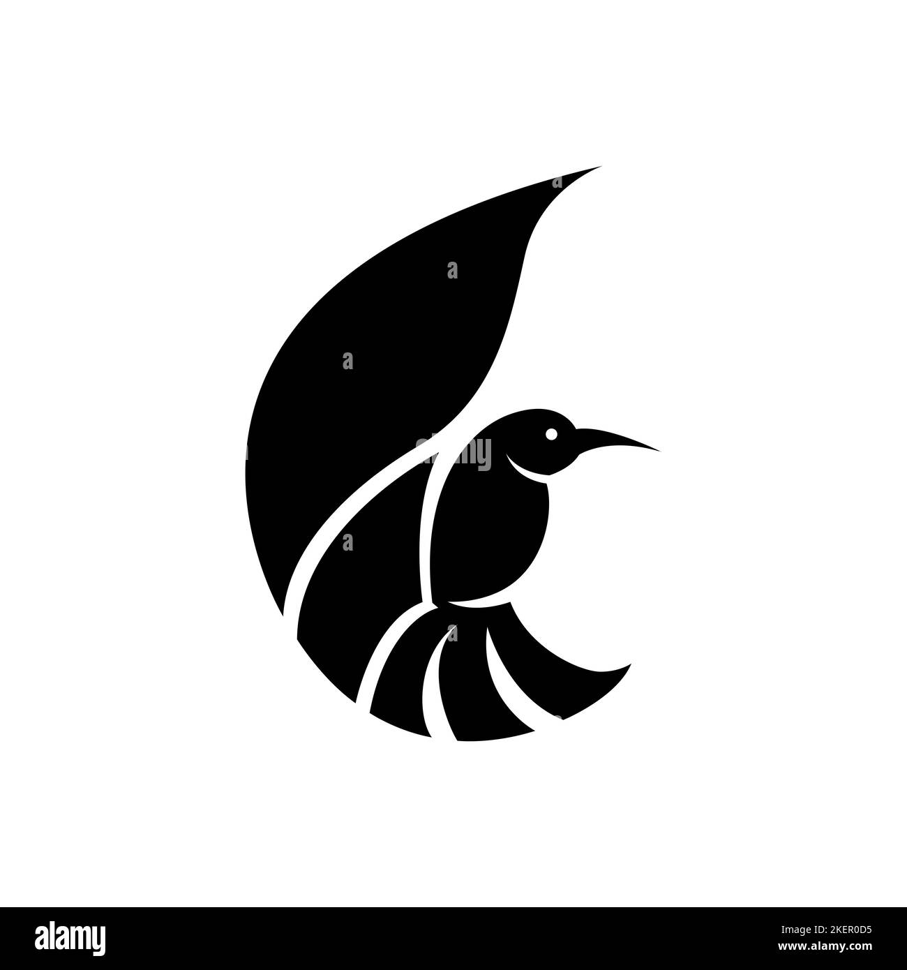 Illustration vectorielle d'art en ligne noire sur un fond blanc d'un joli petit oiseau. Illustration de Vecteur