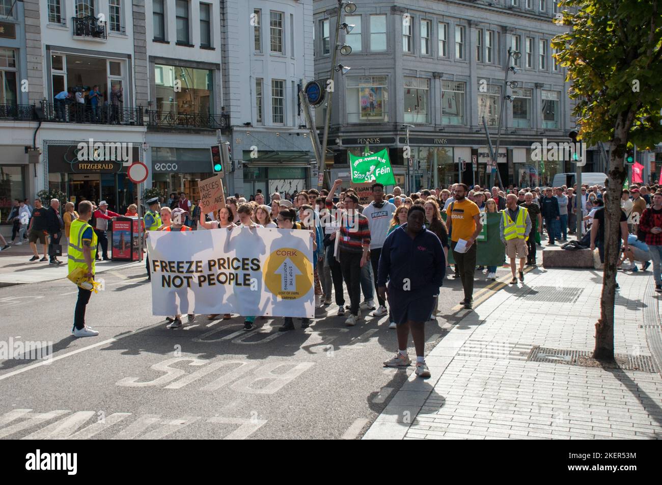 Manifestation du coût de la vie. Ville de Cork. Irlande Banque D'Images