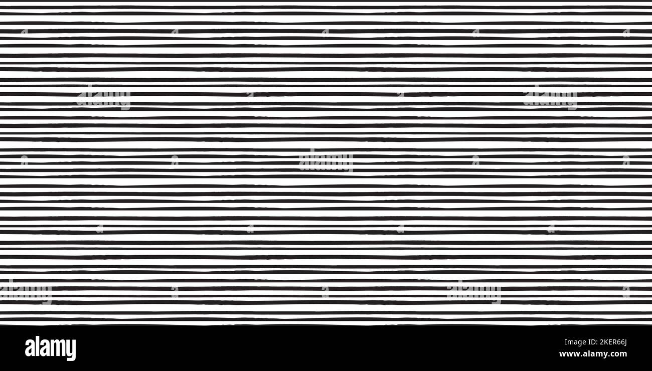 Arrière-plan rayé bordure sans couture. Rayures horizontales texturées noires et blanches. Elément de conception vectoriel de bannière abstrait. Illustration de Vecteur