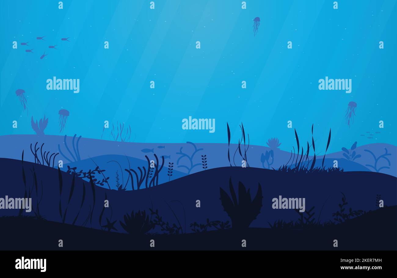 Paysage marin aquatique sous-marin Illustration de Vecteur