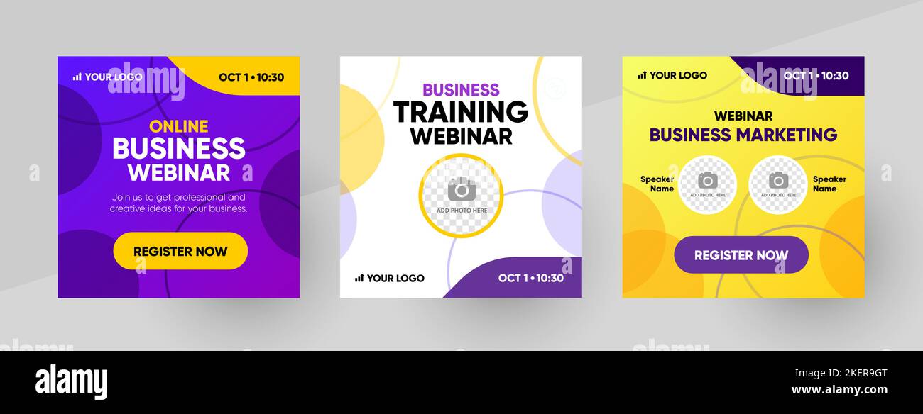 Modèle de publication sur les réseaux sociaux pour les séminaires en ligne professionnels. Arrière-plan et illustration de la conception de bannières de médias sociaux dans Vector. Illustration de Vecteur