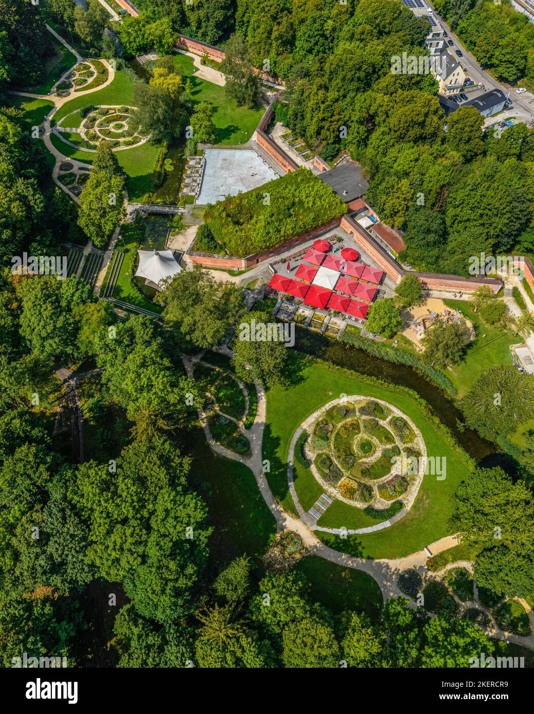 La ville de Neu Ulm dans la Souabe autour du parc Glacis d'en haut Banque D'Images
