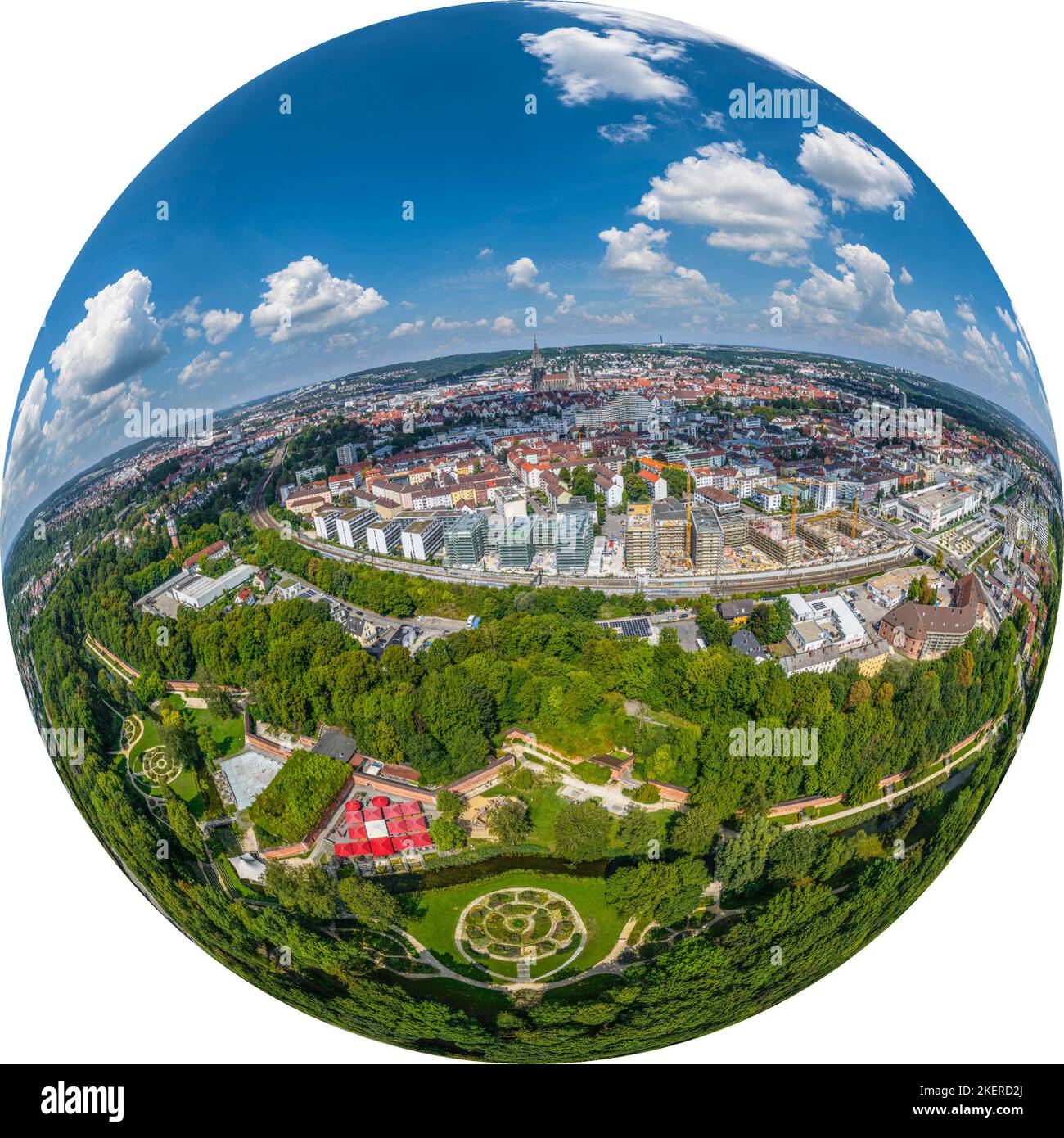 La ville de Neu Ulm dans la Souabe autour du parc Glacis d'en haut Banque D'Images