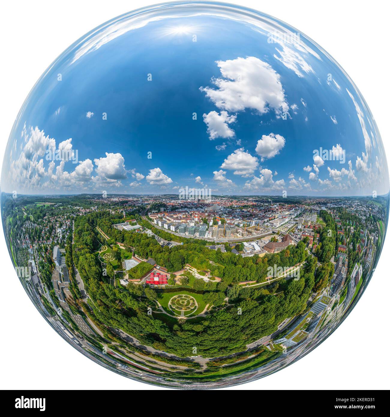 La ville de Neu Ulm dans la Souabe autour du parc Glacis d'en haut Banque D'Images