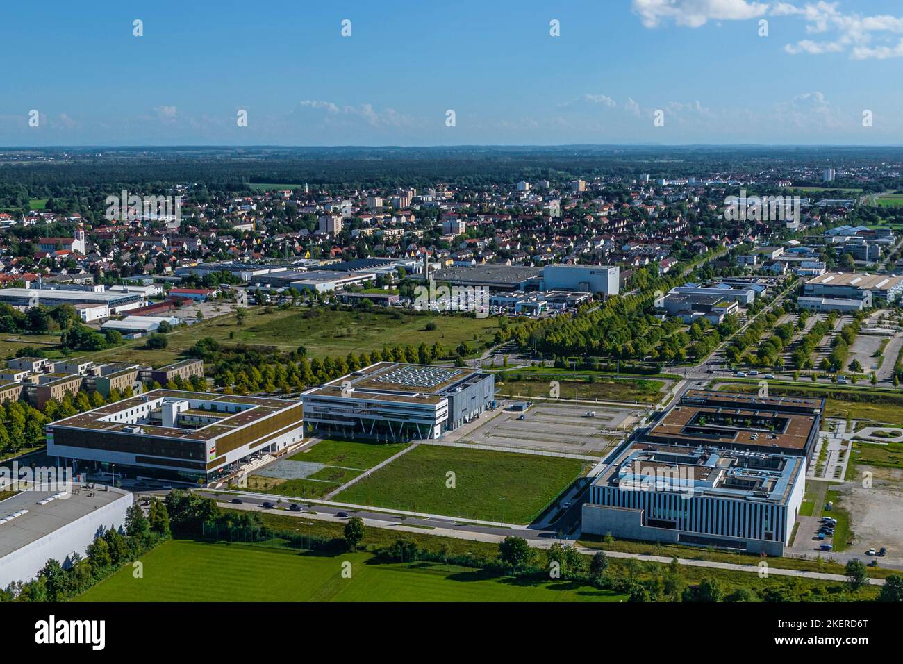 Vue aérienne de la région autour de l'Université d'Augsbourg Banque D'Images