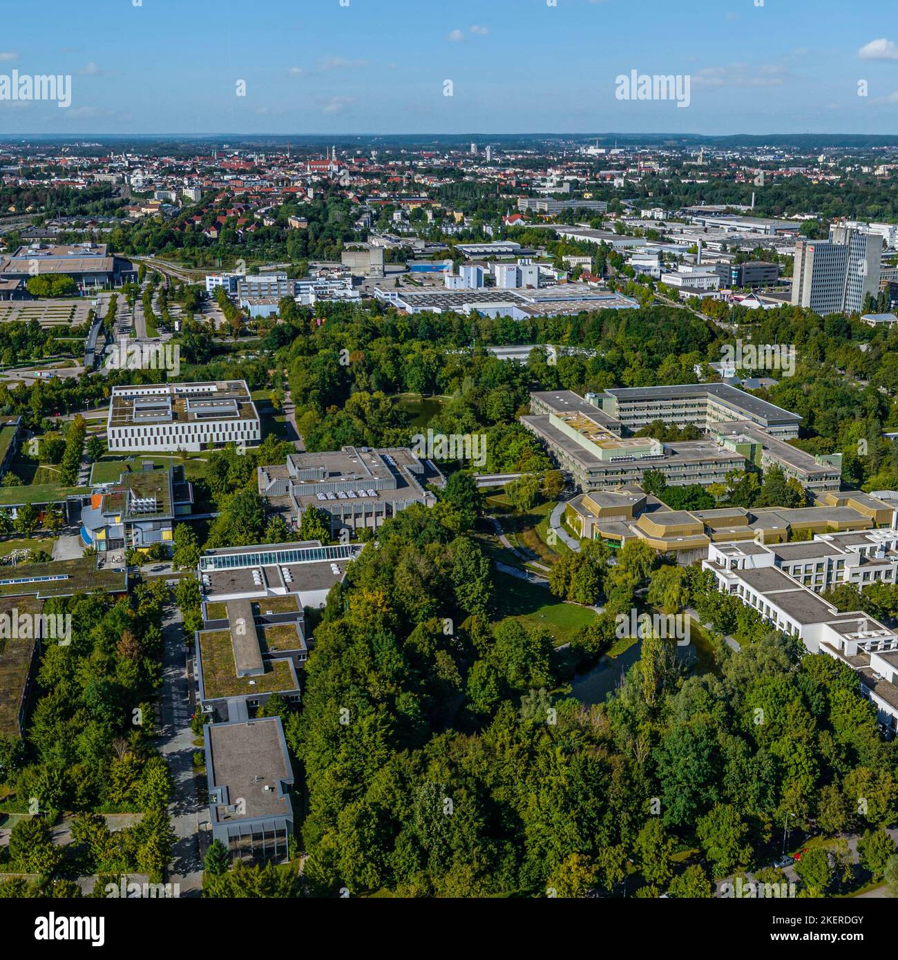 Vue aérienne de la région autour de l'Université d'Augsbourg Banque D'Images