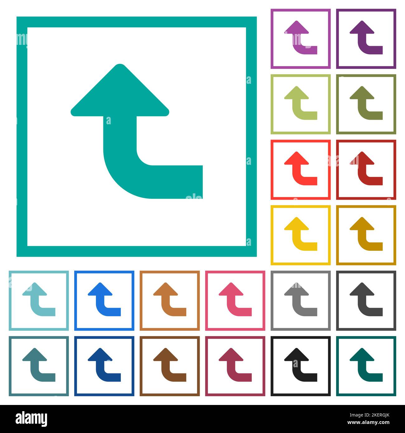 Côté supérieur gauche tourner les icônes de couleur unie avec des cadres de quadrant sur fond blanc Illustration de Vecteur