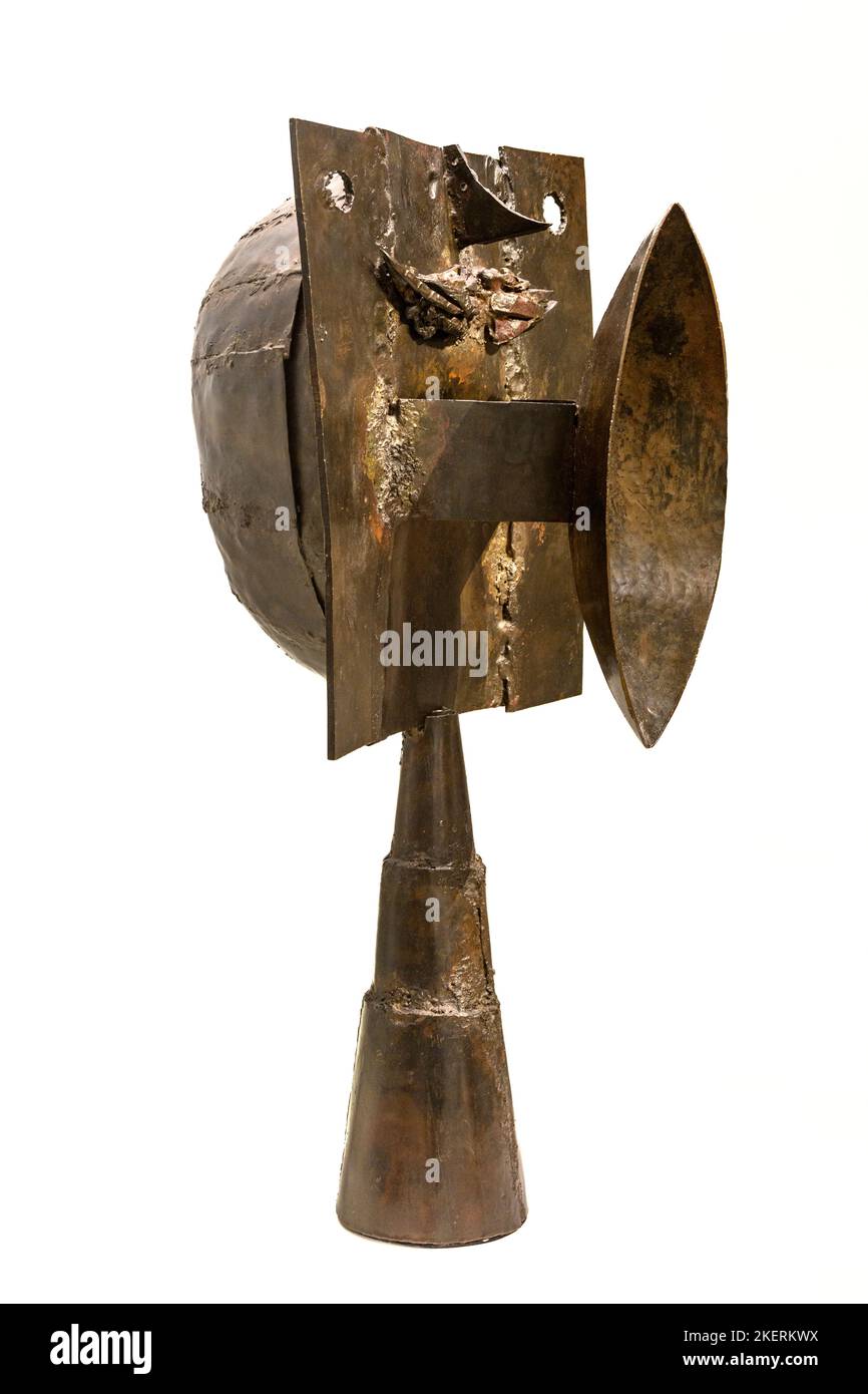 Sculpture de la tête d'un homme fer, laiton et brome, 1930. Par l'artiste espagnol Pablo Picasso 1881-1973. Banque D'Images