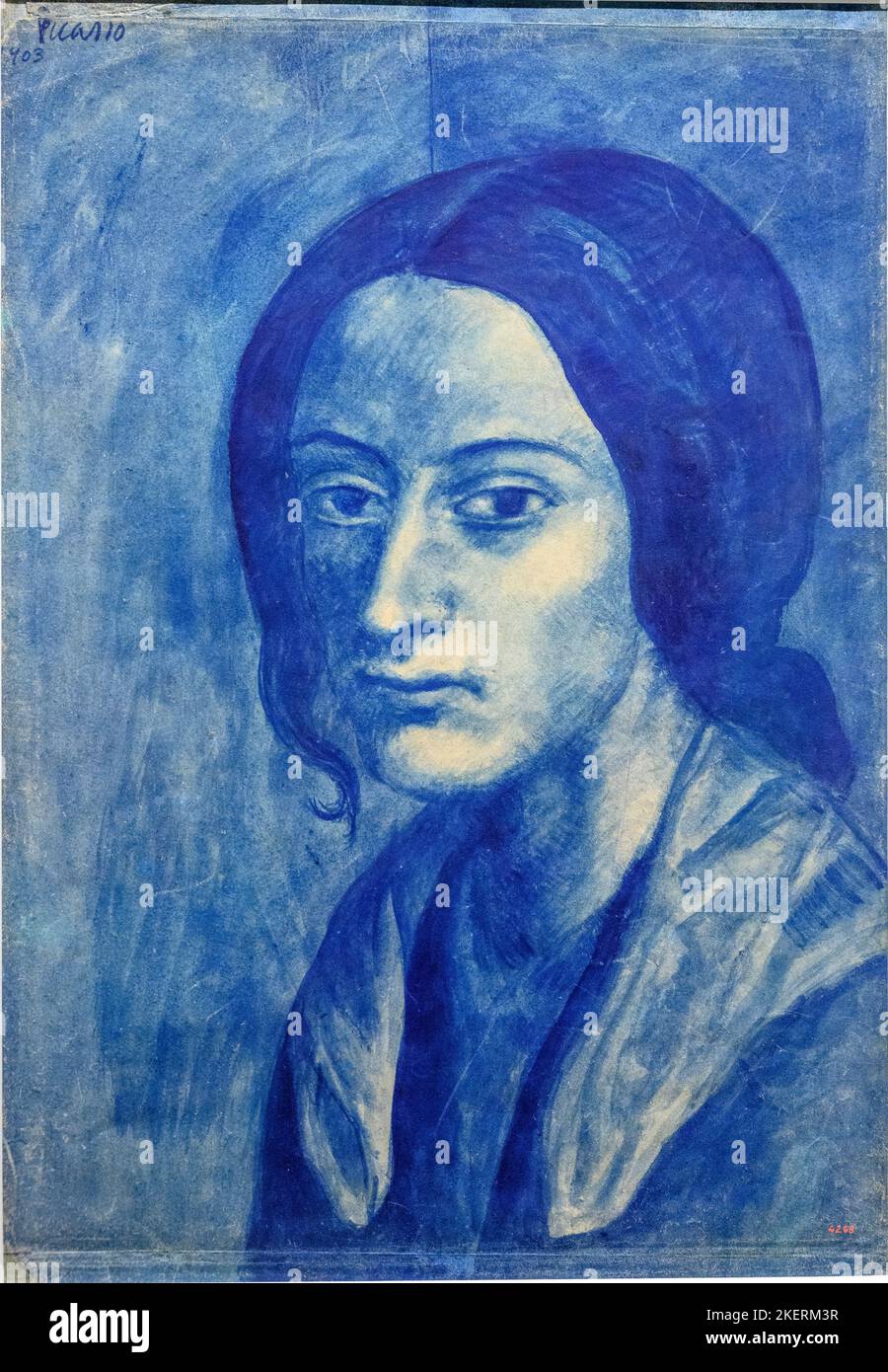 Femme avec une mèche de cheveux, aquarelle sur papier, 1903, par l'artiste espagnol Pablo Picasso 1881-1973. Banque D'Images