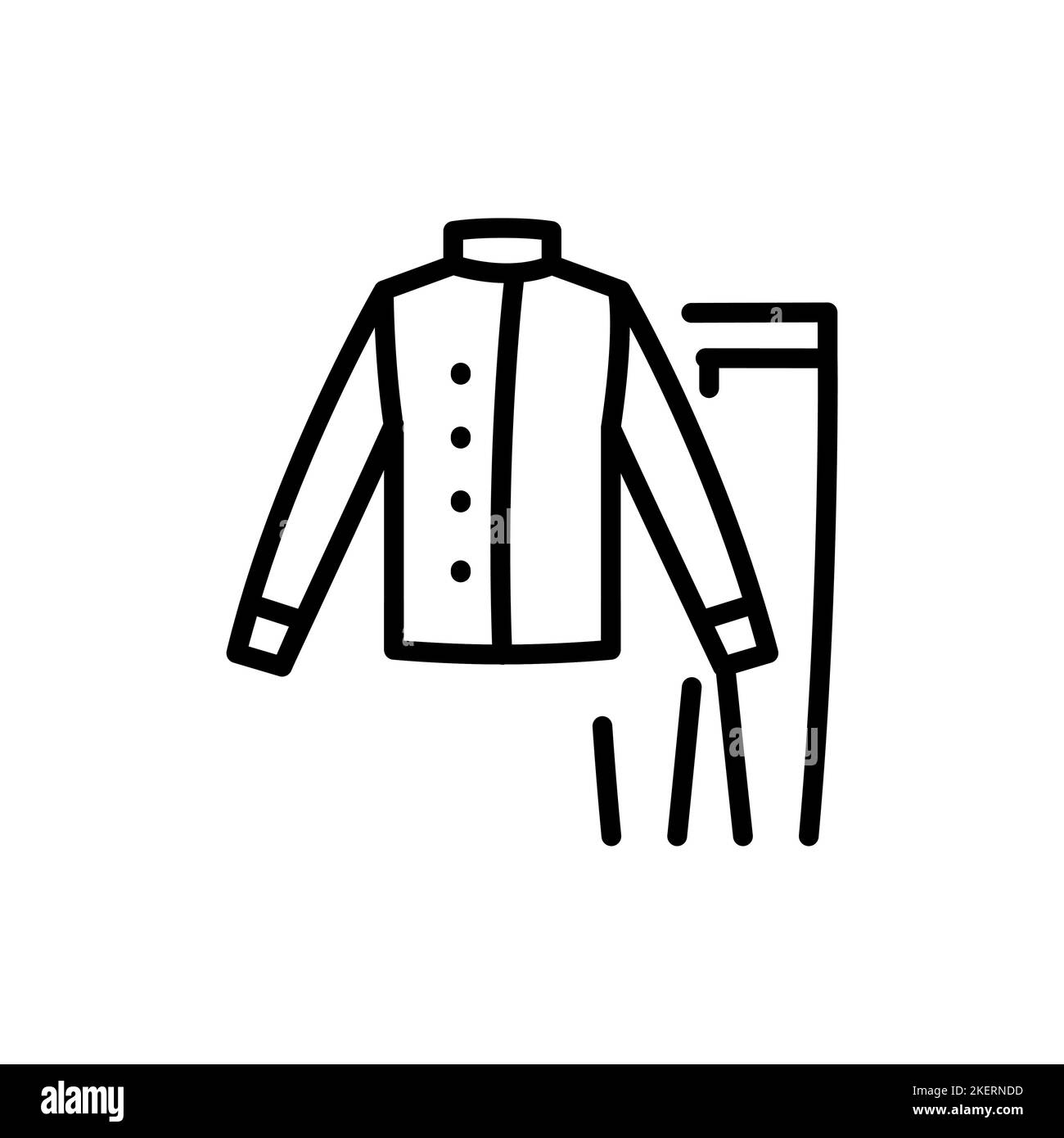 Icône de la ligne noire de la combinaison de protection. Uniforme de sécurité. Vêtements de sécurité. Illustration de Vecteur