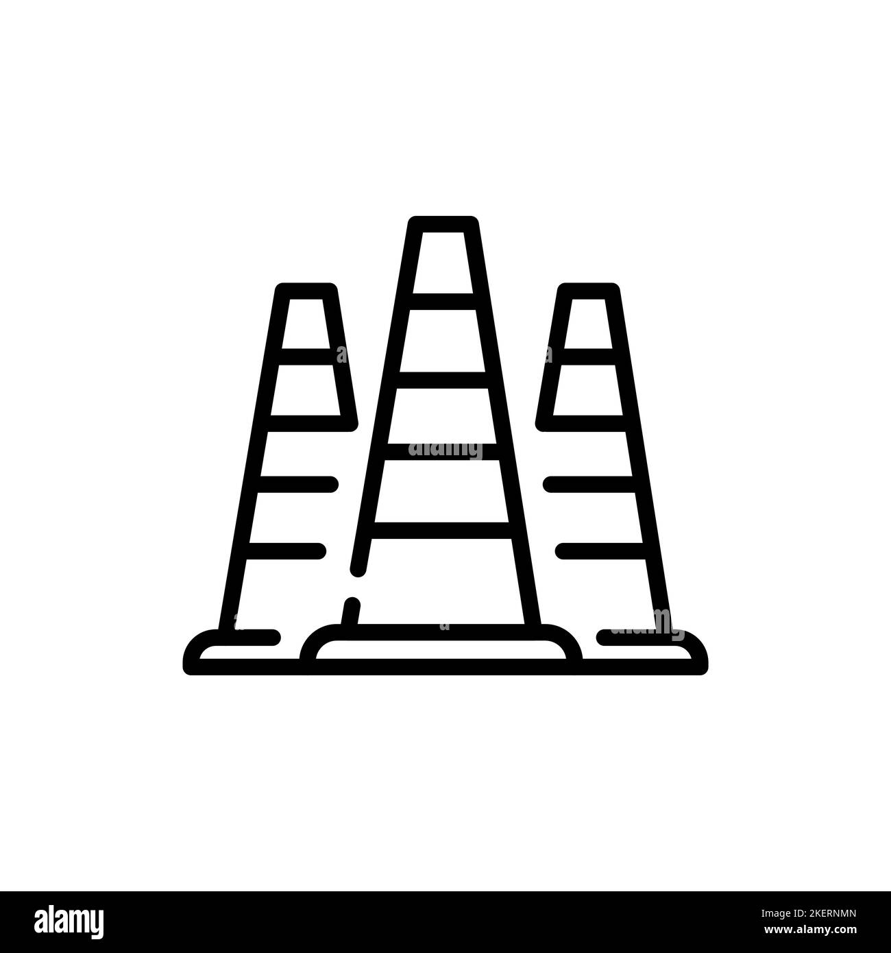 Icône de la ligne noire du cône de circulation. Symbole d'arrêt. Panneau de travail sur route. Illustration de Vecteur