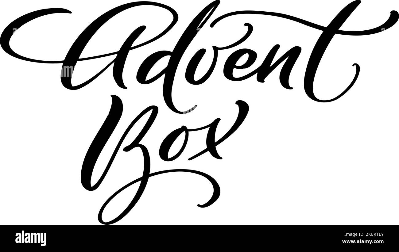 Texte caligraphique vectoriel manuscrit Advent Box. Design pour les vacances d'hiver, calendrier de l'Avent de Noël, cartes de vœux, affiche. Religieux Illustration de Vecteur