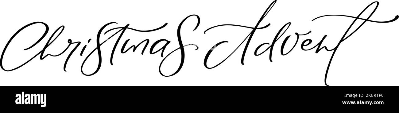 Texte de lettrage calligraphique manuscrit vectoriel de l'Avent de Noël. Design pour les vacances d'hiver, calendrier de l'Avent de Noël, cartes de vœux, affiche Illustration de Vecteur